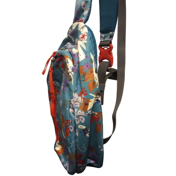 Vera Bradley Coleman Sling Bag Teal Floral Print Crossbody Backpack - Picture 5 of 7